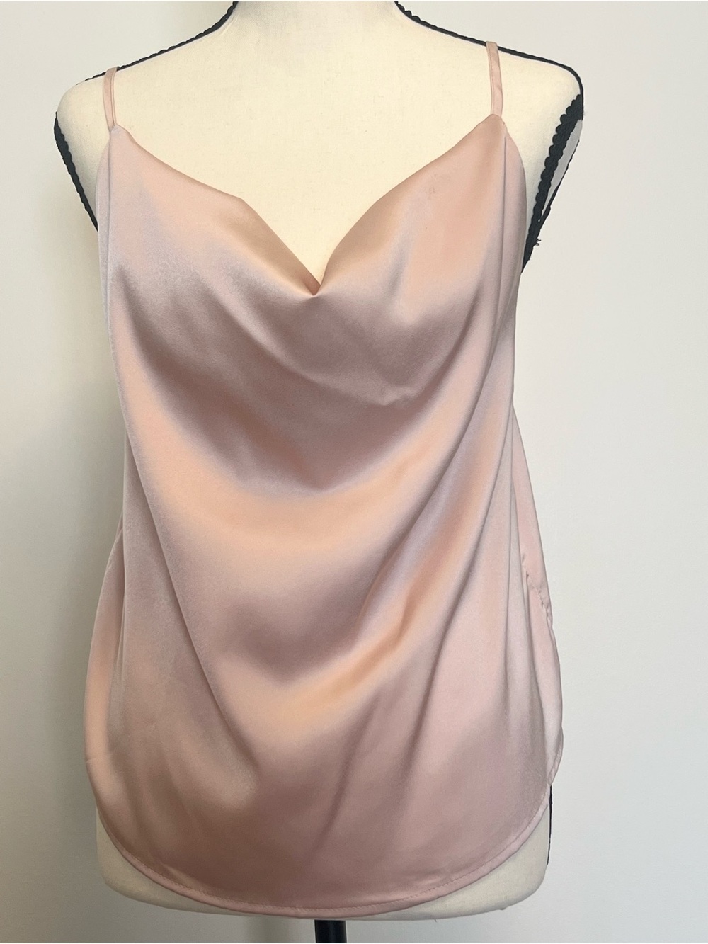 Pale Blush Satin Cowl Neck Slip Top